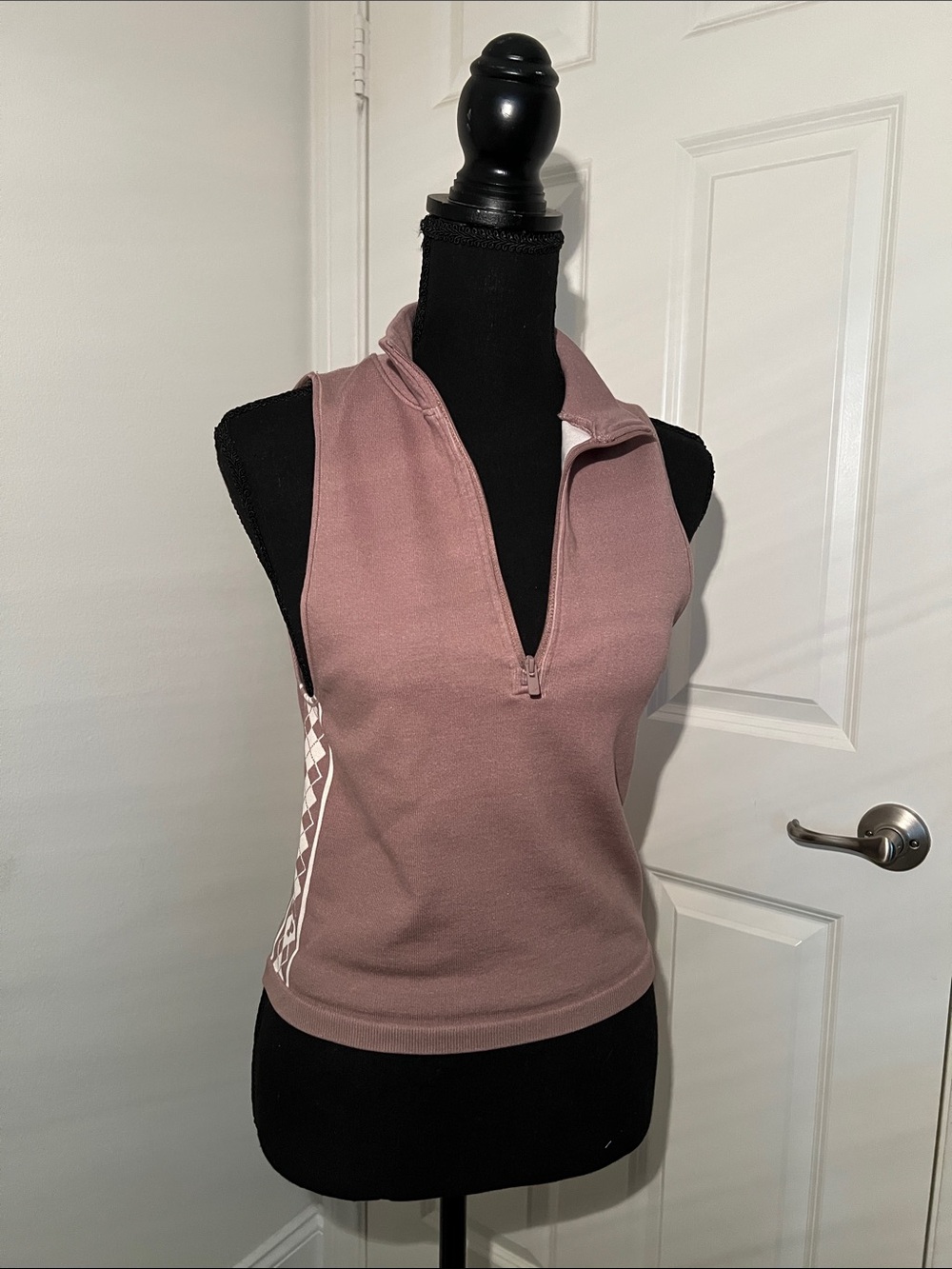 Pink VS Sleeveless Zip-Front Women's Top in Dusty Rose